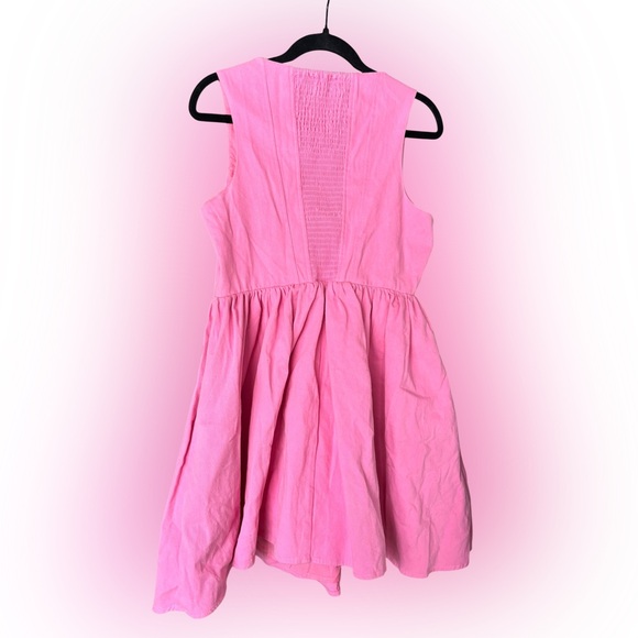 Kourt Denim Corset Mini Dress Bubblegum Pink Flowy Skirt Sleeveless Size Large - Picture 4 of 8